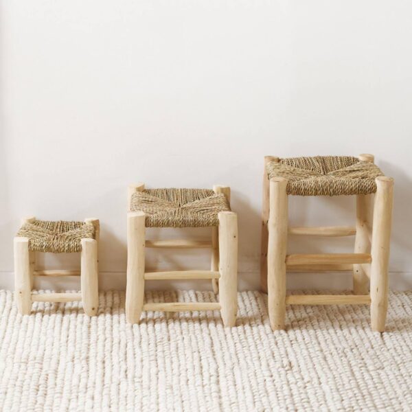 Tabouret en Bois Tissé à la Main – Image 6