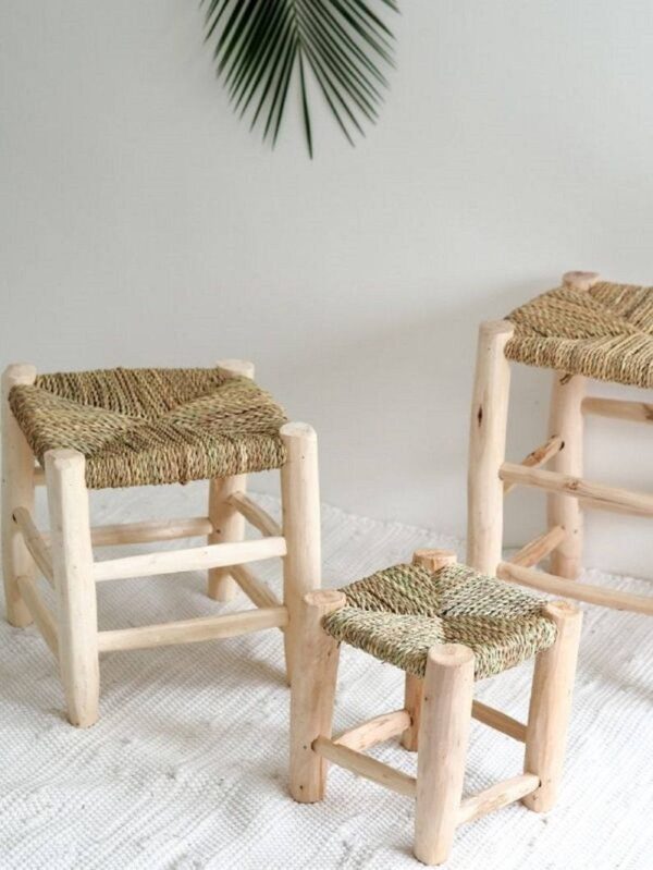 Tabouret en Bois Tissé à la Main – Image 5