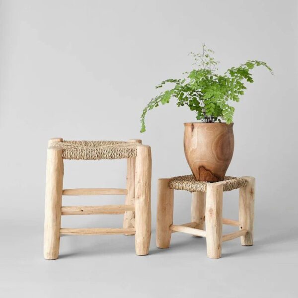 Tabouret en Bois Tissé à la Main – Image 4