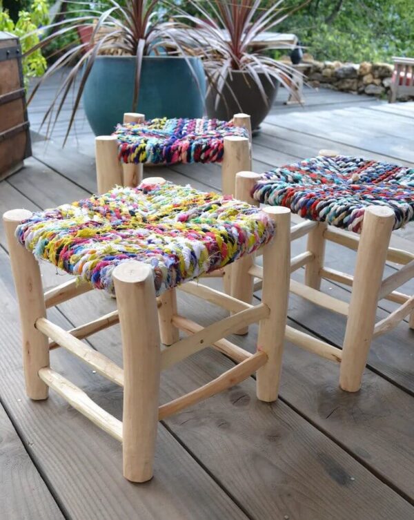 Tabouret Marocain en Bouchrouit Fait à la Main