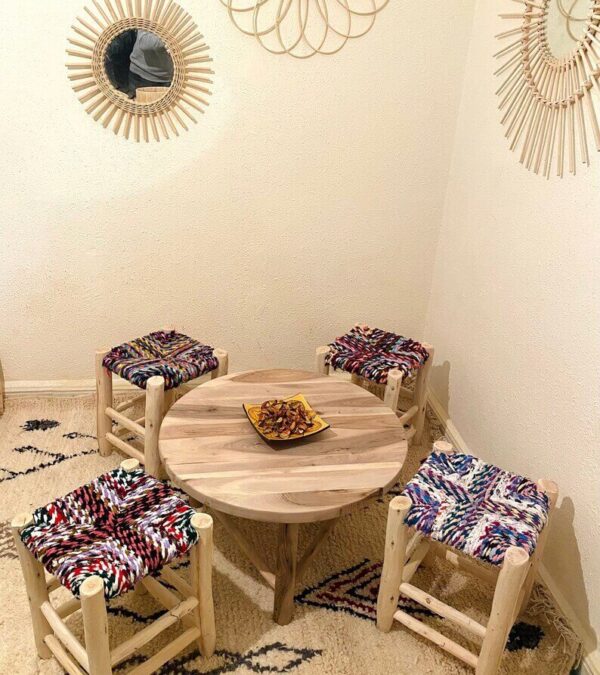 Tabouret Marocain en Bouchrouit Fait à la Main – Image 4