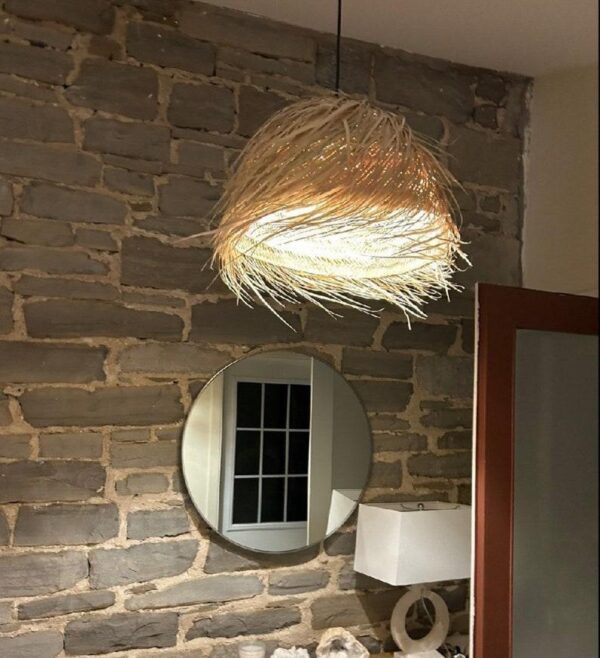 Suspension en demi-boule de paille fait main