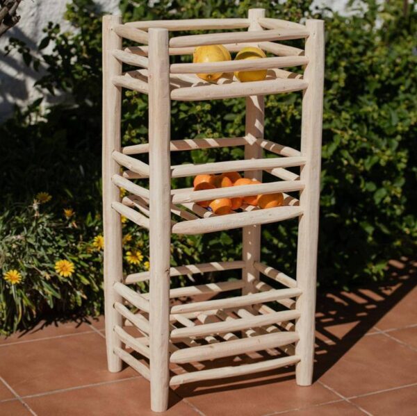 Desserte Artisanale en Bois Naturel à 3 Étagères