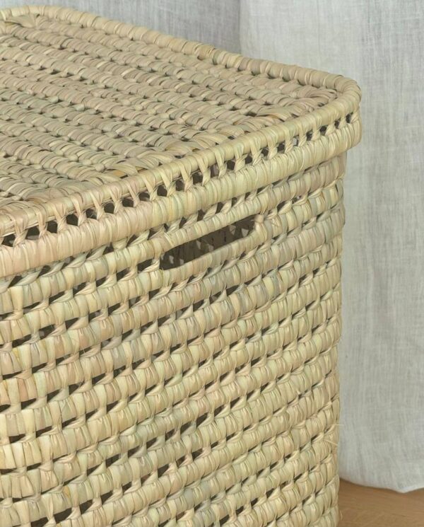 Panier à Linge en Feuille de Palmier Naturelle avec Couvercle – Image 4