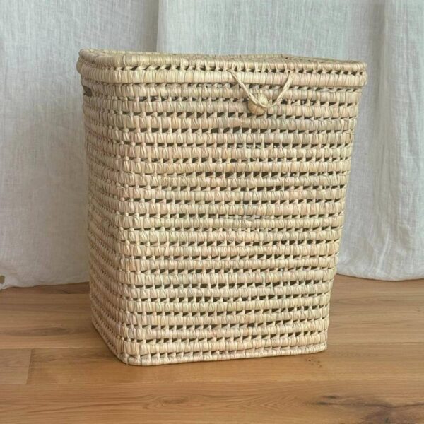 Panier à Linge en Feuille de Palmier Naturelle avec Couvercle