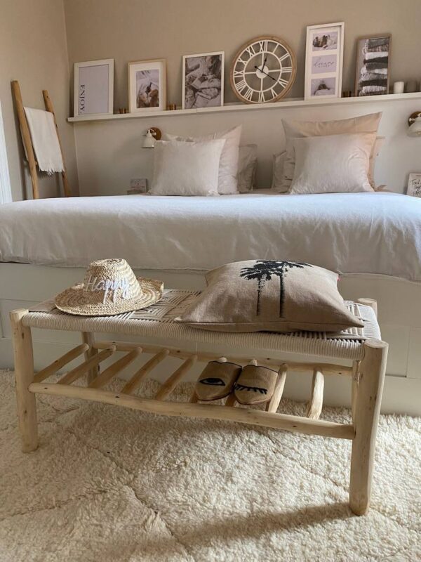 Banc Marocain en Bois avec Rangement pour Chaussures – Image 2
