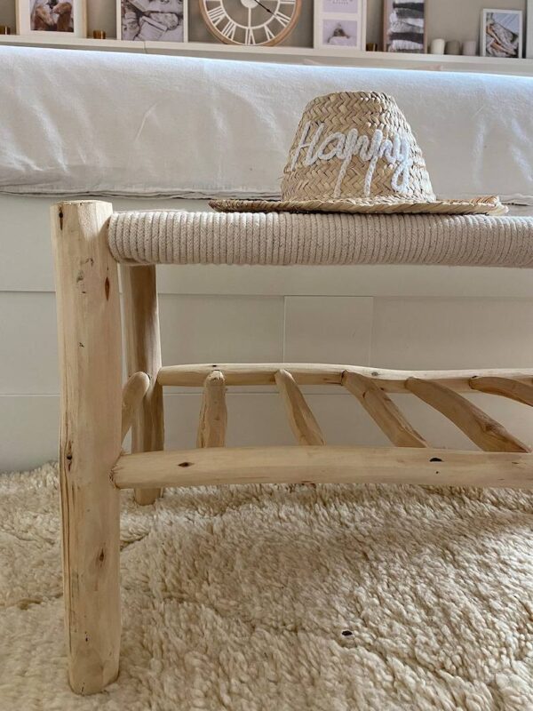 Banc Marocain en Bois avec Rangement pour Chaussures – Image 3