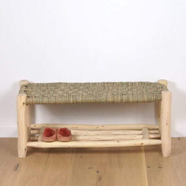 Banc Marocain en Bois avec Rangement pour Chaussures – Image 3