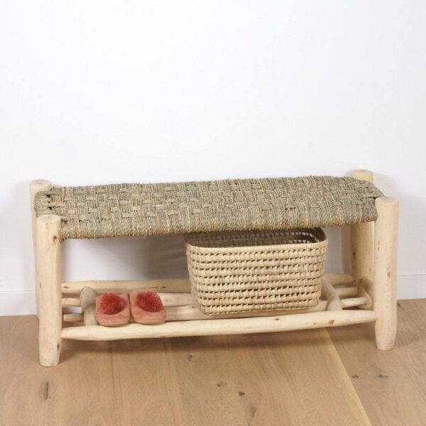 Banc Marocain en Bois avec Rangement pour Chaussures – Image 2