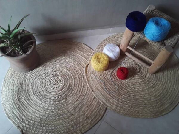 Tapis Rond en Paille Tissé à la Main – Image 2