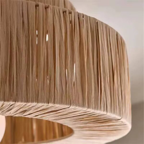 Suspension en Raphia Tissée à la Main – Lampe de Plafond Bohème – Image 2
