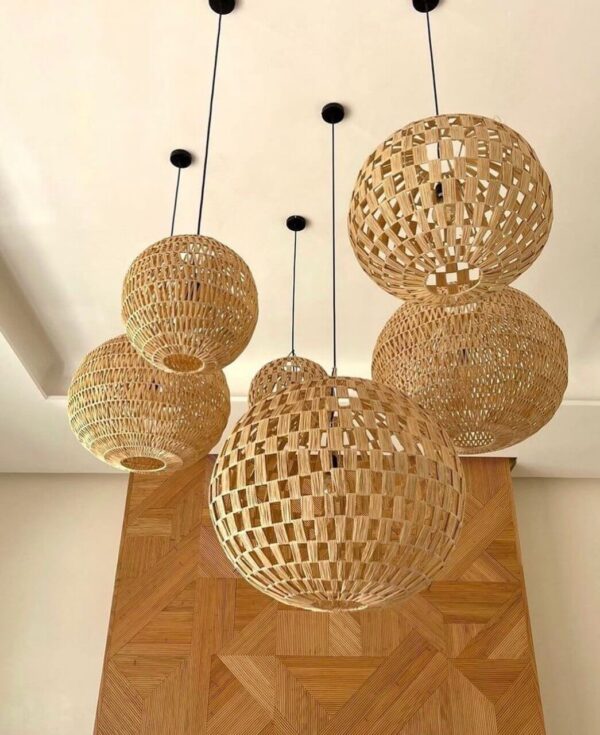 Suspension Bohème en Raphia – Luminaire Naturel Tissé à la Main – Image 2