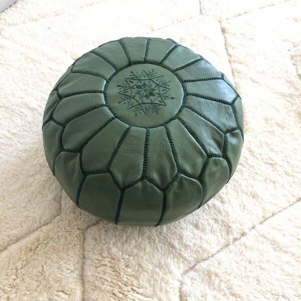 Pouf en Cuir Marocain Fait Main – Image 9