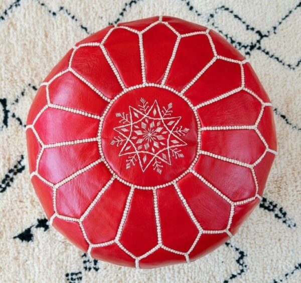 Pouf en Cuir Marocain Fait Main – Image 8