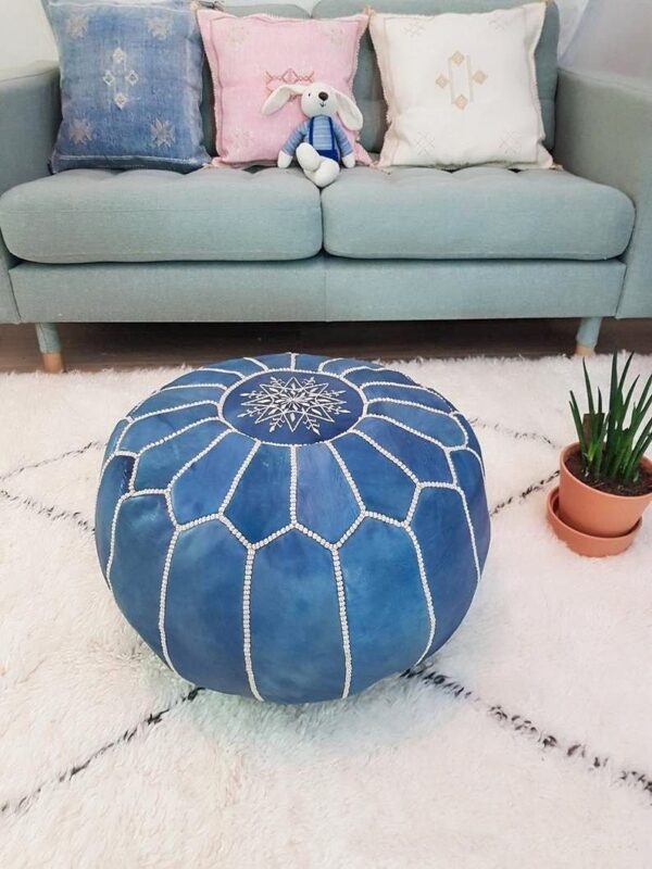 Pouf en Cuir Marocain Fait Main – Image 5