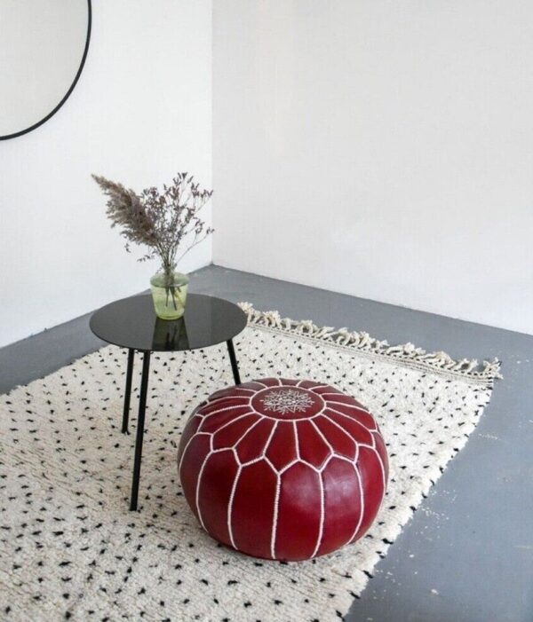 Pouf en Cuir Marocain Fait Main – Image 4