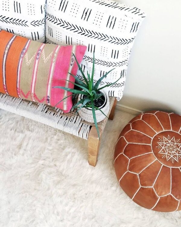 Pouf en Cuir Marocain Fait Main – Image 3