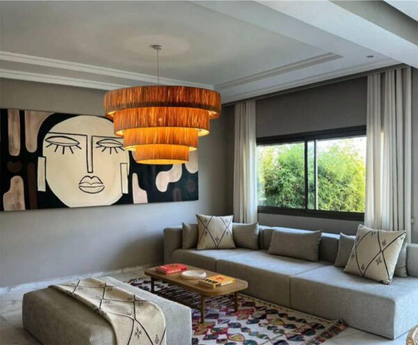 Lampe Suspendue Marocaine Fait Main en Raphia – Image 3