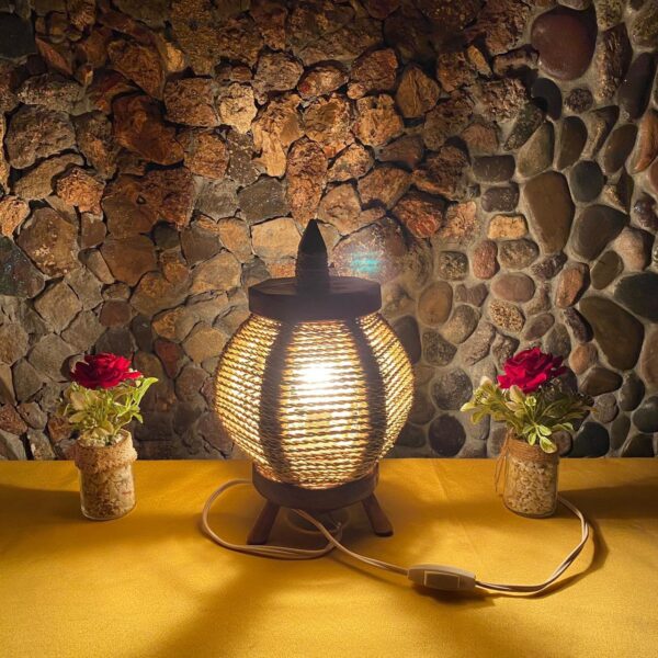 Lampe de Table Marocaine Ronde en Paille